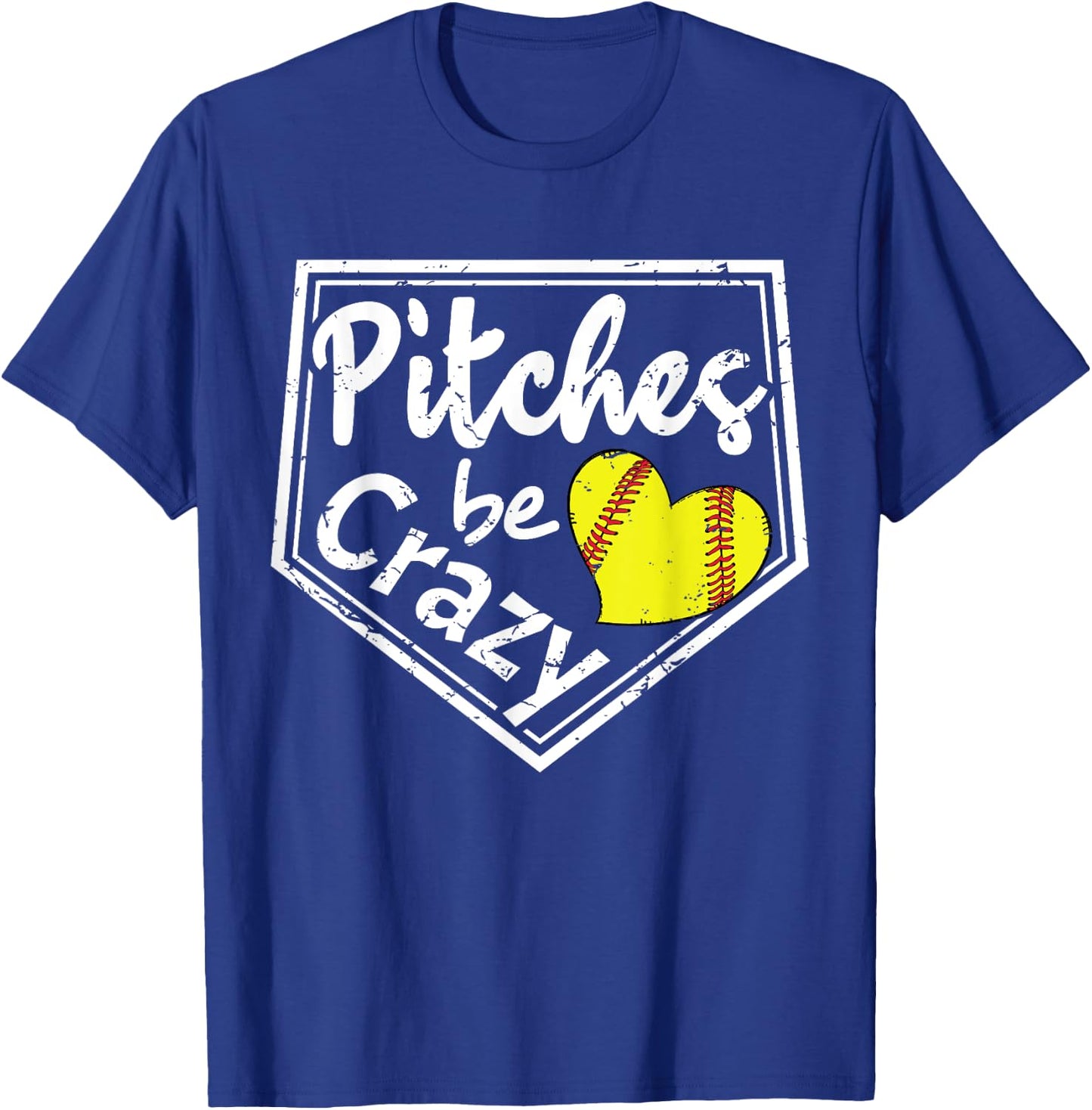 Pitches Be Crazy Softball Player Funny T-Shirt - T-Shirt | Royal