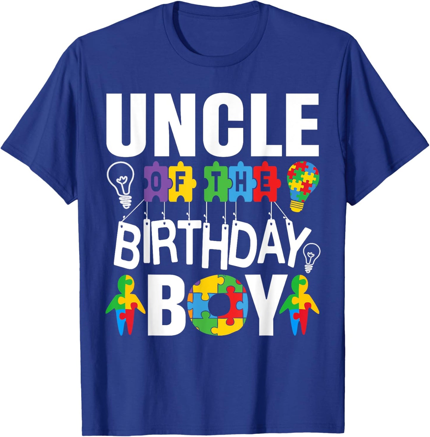 Uncle Of The Birthday Boy Autism T-Shirt - T-Shirt | Royal
