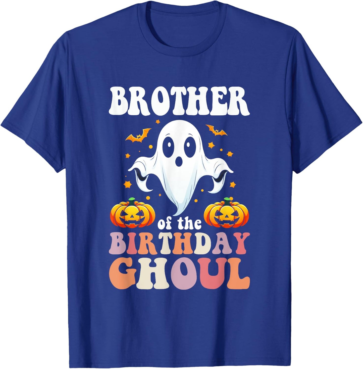 Halloween Brother of the Birthday Ghoul Retro Groovy Hippie T-Shirt - T-Shirt | Royal