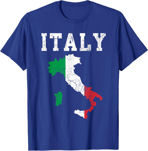 Italy Italia Flag Map Italian Vintage Fade T-Shirt - T-Shirt | Royal