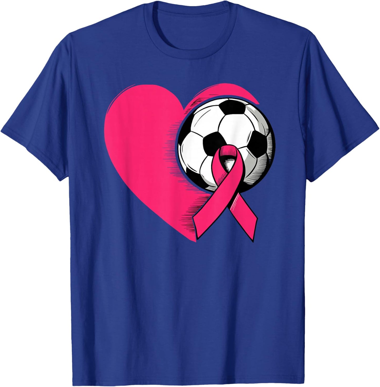 Breast Cancer Awareness Soccer Pink Ribbon Women Men Kids T-Shirt - T-Shirt | Royal