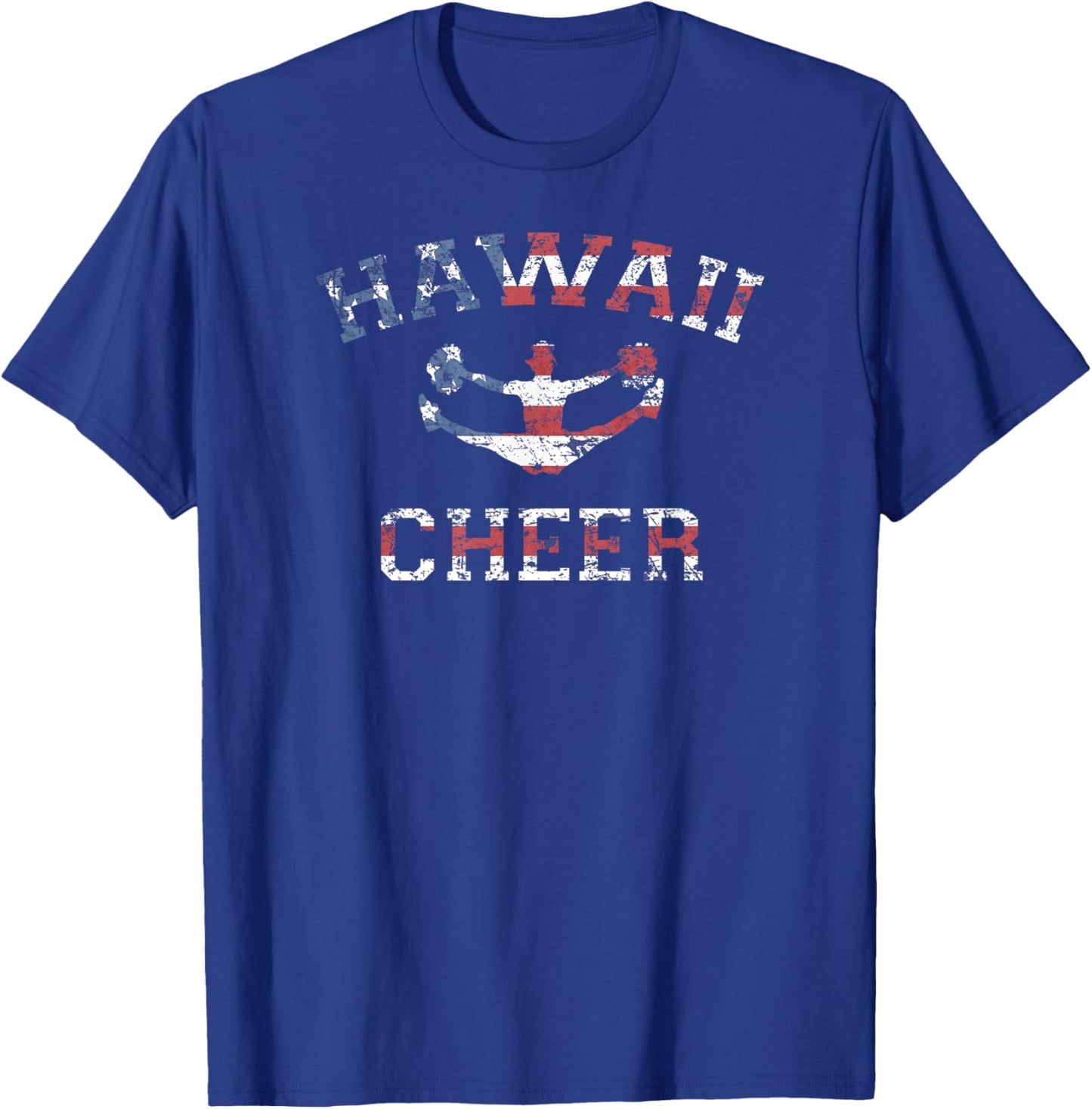 Hawaii Cheer Shirt USA Flag Vintage Cheerleading Gift T-Shirt - T-Shirt | Royal