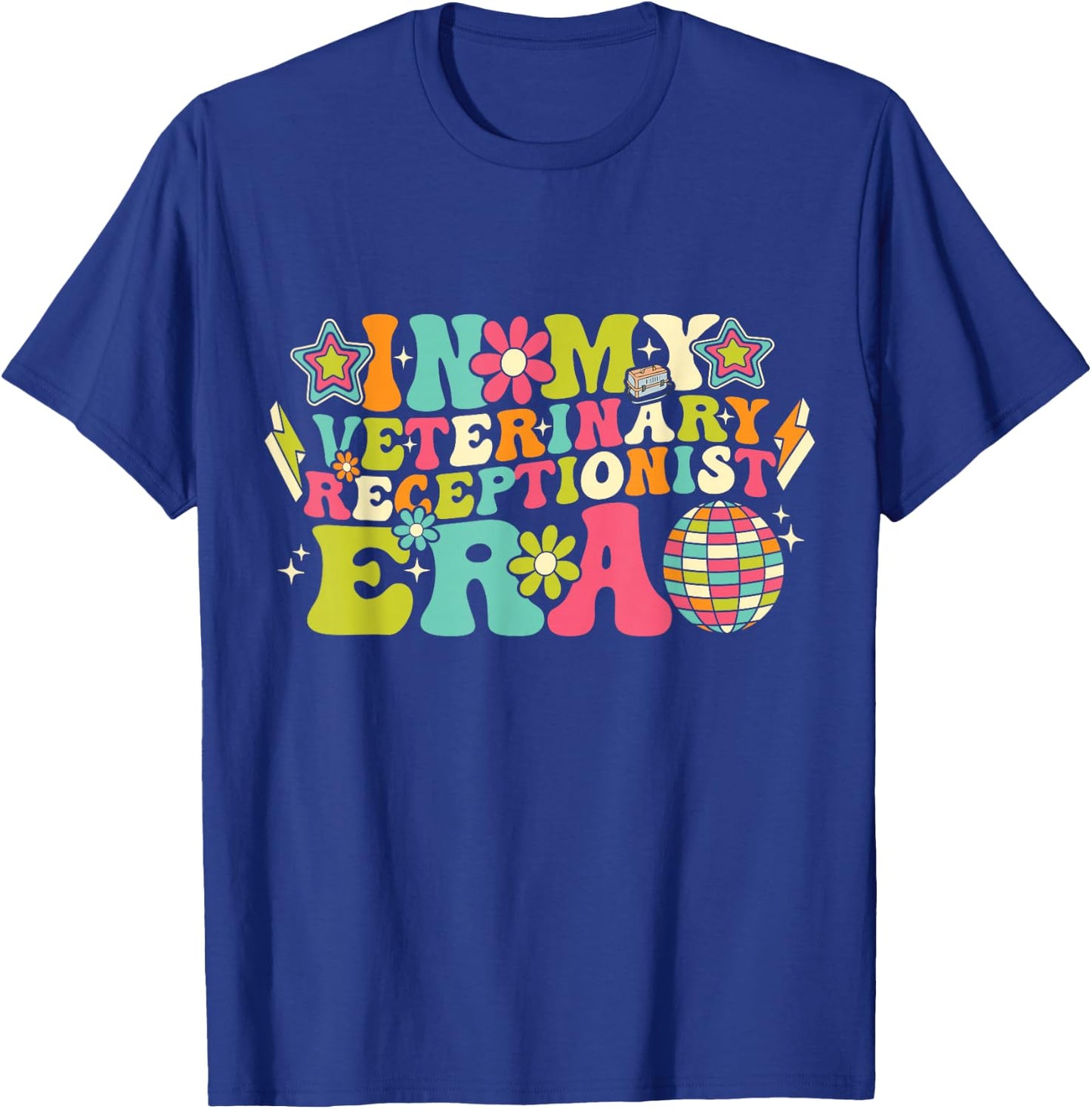 In My Veterinary Receptionist Era Groovy Funny Veterinarian T-Shirt - T-Shirt | Royal
