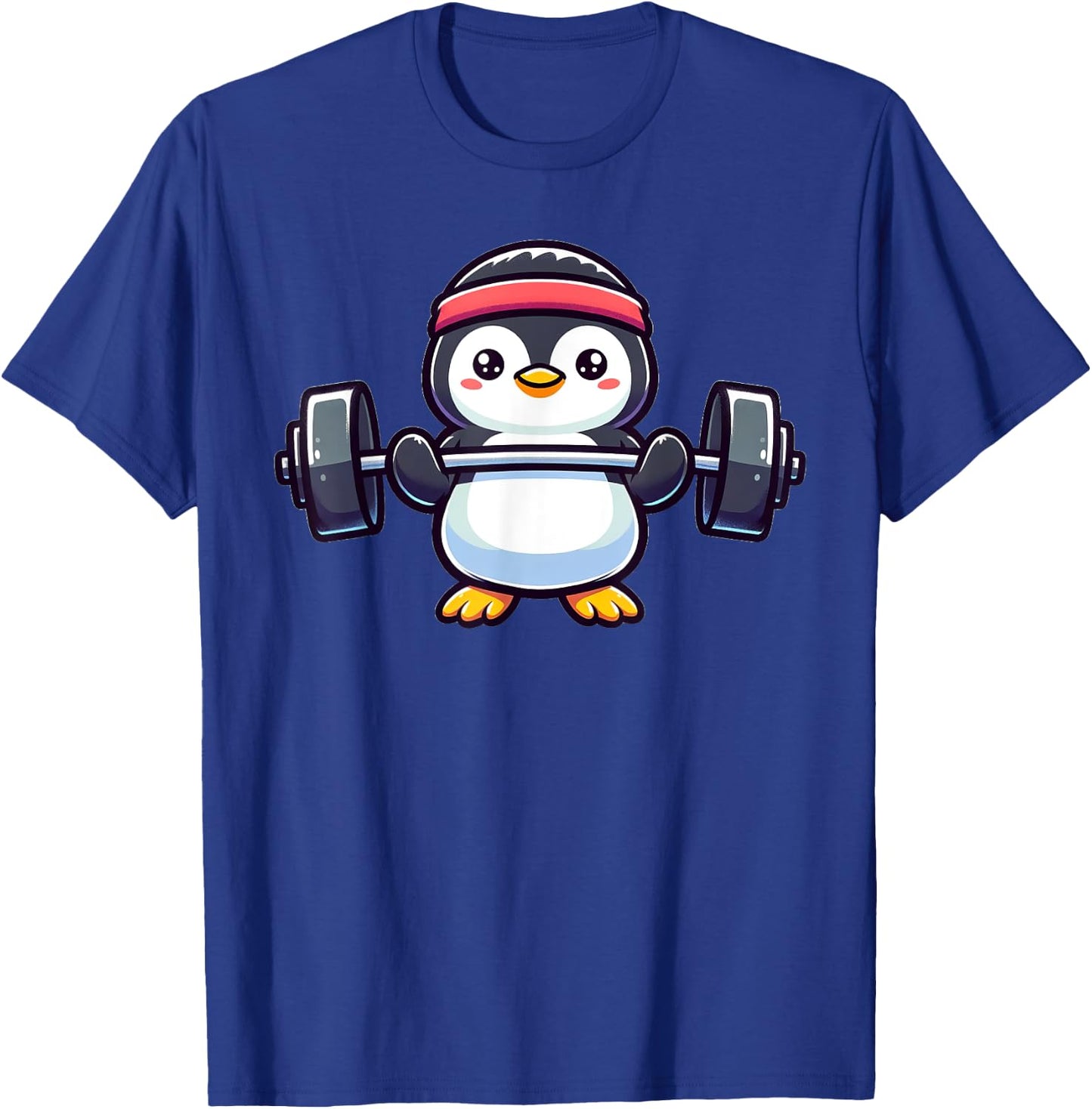 Penguin Powerlifting Weightlifting Gym Workout T-Shirt - T-Shirt | Royal