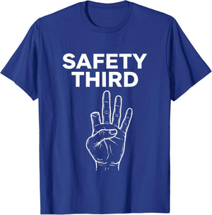 Safety Third Funny Missing Finger Humor Work Design T-Shirt - T-Shirt | Royal