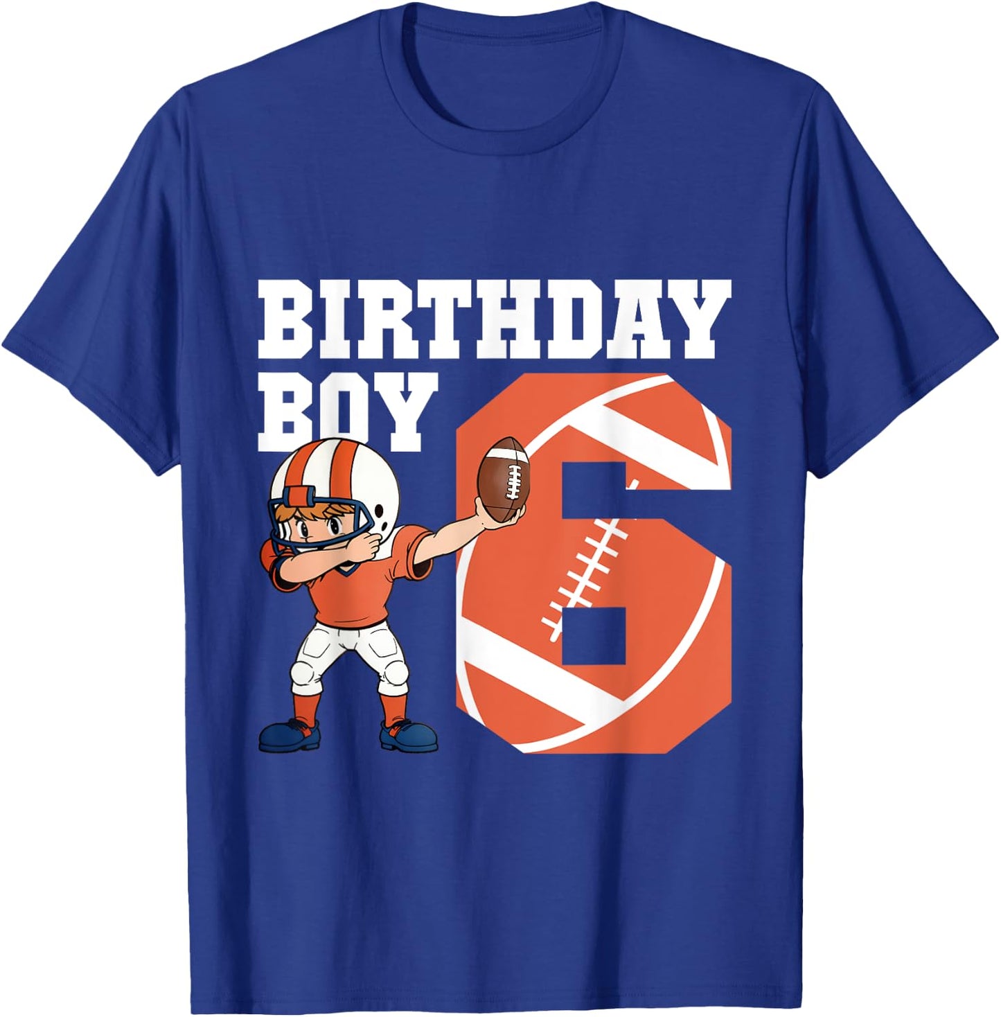 6th Birthday Boy Football Player Dabbing 6 Years Old Kids T-Shirt - T-Shirt | Royal