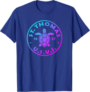 St Thomas USVI Sea Turtle Boys Girls Colorful Souvenir T-Shirt - T-Shirt | Royal