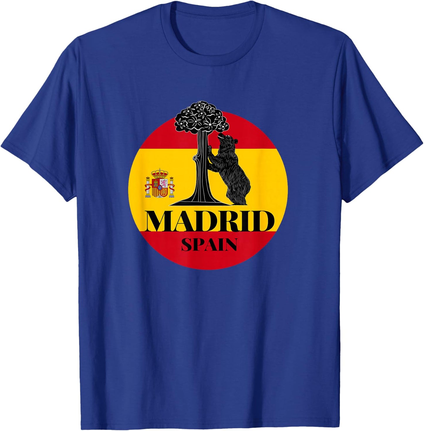 Madrid Spain the Bear & the Strawberry Tree Graphic Design T-Shirt - T-Shirt | Royal