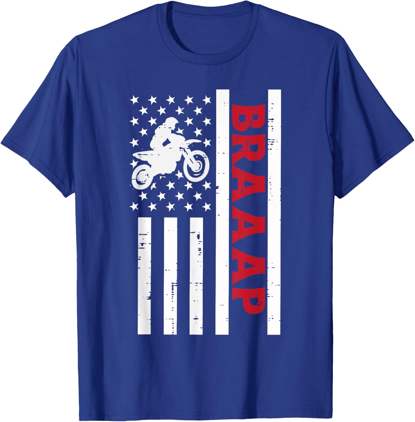 Braaap Dirt Bike US Flag Vintage Motorcycle Patriotic Biker Kids Men T-Shirt - T-Shirt | Royal