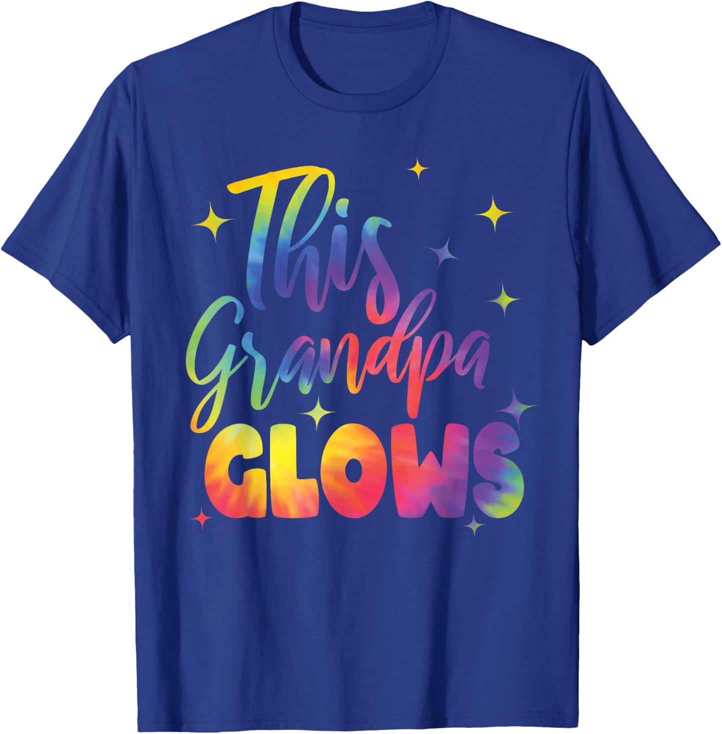 This Grandpa Glows Cute Tie Dye Bright Colors 80's And 90's T-Shirt - T-Shirt | Royal