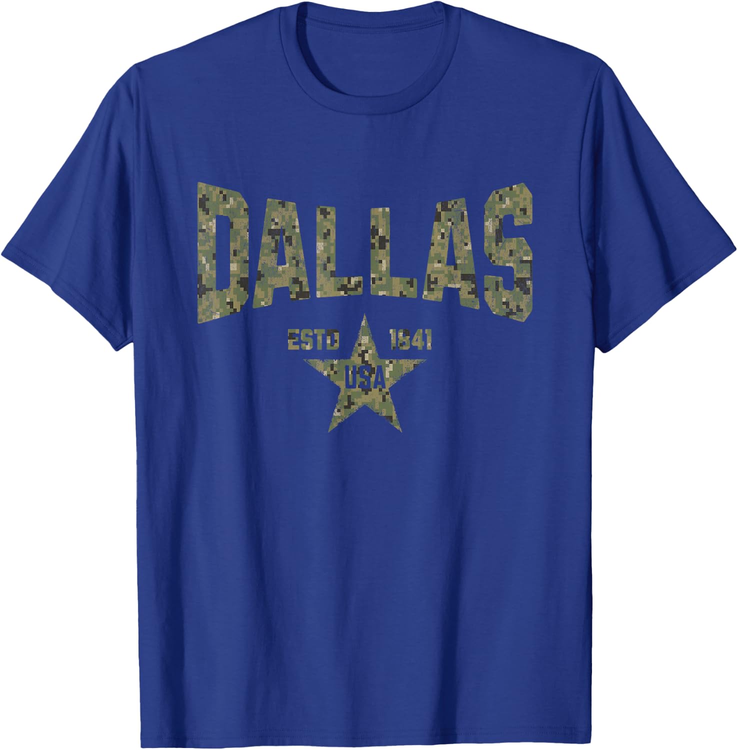Camo Souvenir USA Star Dallas Texas T-Shirt - T-Shirt | Royal