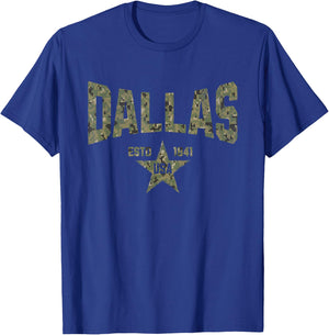 Camo Souvenir USA Star Dallas Texas T-Shirt - T-Shirt | Royal