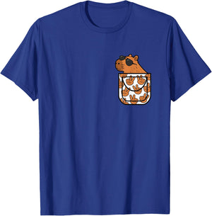 Funny Capybara Pocket Rodent Capybara Lover Men Women Kids T-Shirt - T-Shirt | Royal
