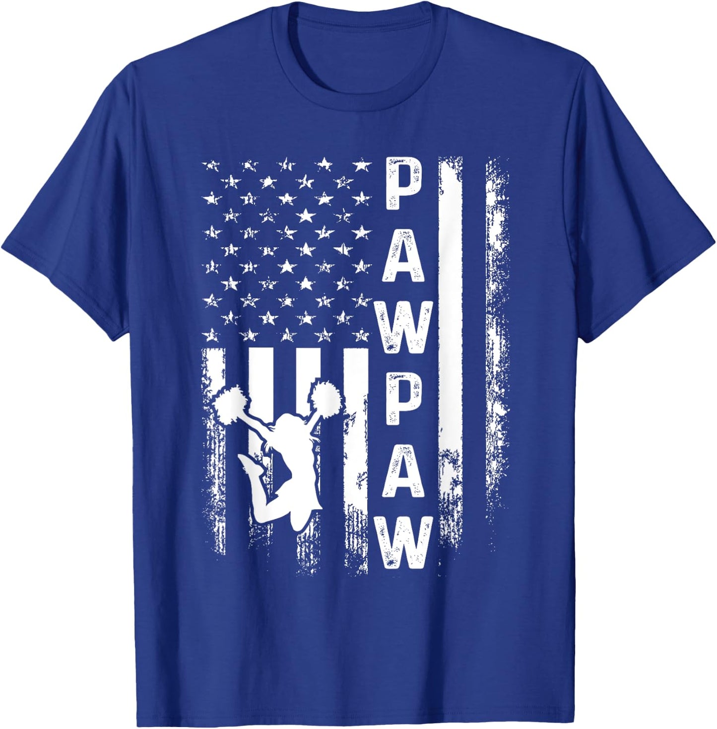 Cheer Pawpaw American Flag Cheerleading Cheerleader T-Shirt - T-Shirt | Royal