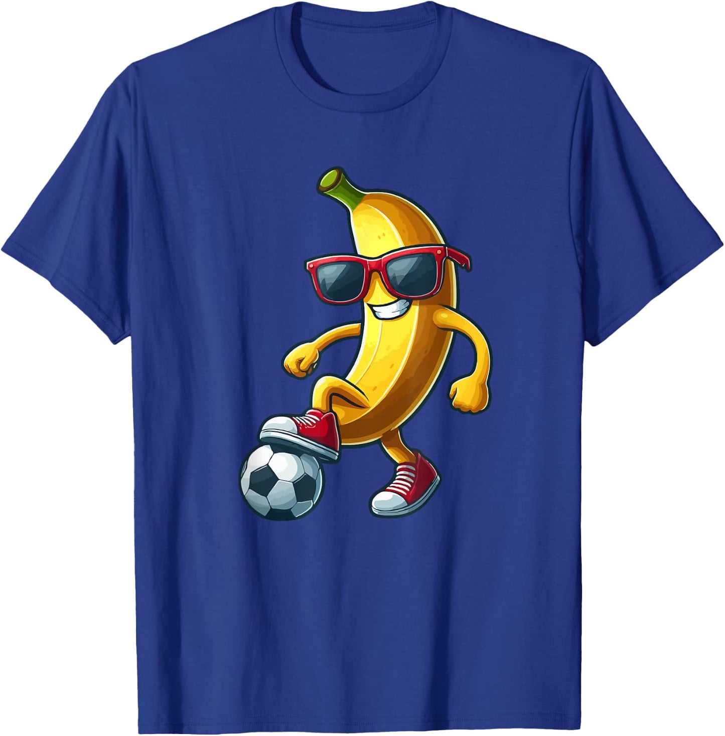 Banana Sunglasses Playing Soccer Funny Fruit Sport Player T-Shirt - T-Shirt | Royal