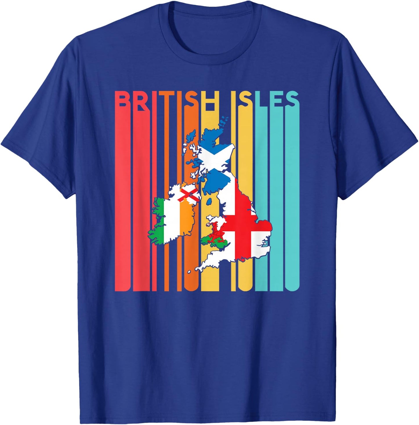 British Isles Sea Ireland Scotland Wales England Map Retro T-Shirt - T-Shirt | Royal