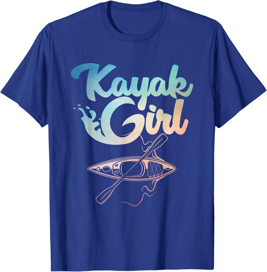 Funny Kayak Design For Girls Women Paddle Boat Kayak Lover T-Shirt - T-Shirt | Royal