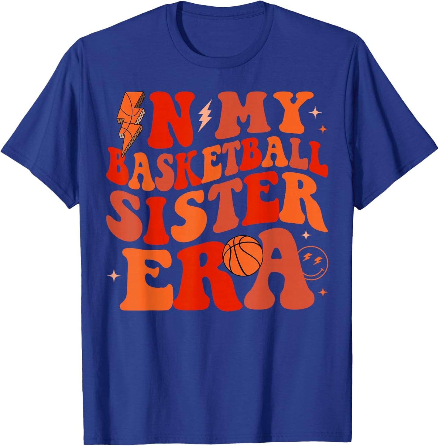 In My Basketball Sister Era Groovy Basketball Sister T-Shirt - T-Shirt | Royal