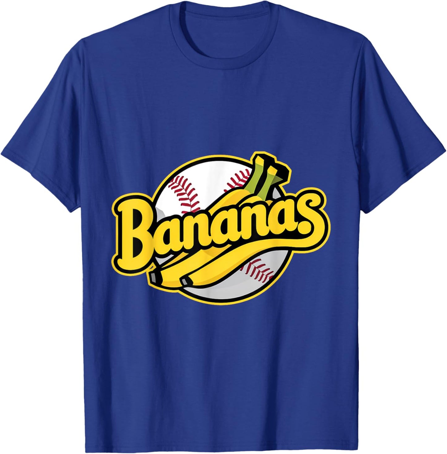 Funny Bananas Baseball Vintage Graphic T-Shirt - T-Shirt | Royal