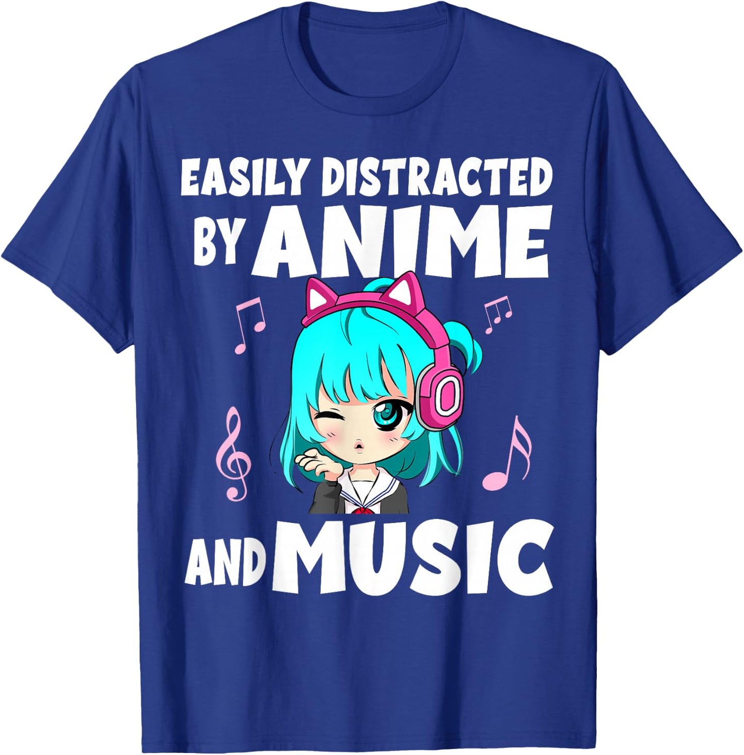 Funny Anime and Music Girl for Teen Chibi Graphic Anime Girl T-Shirt - T-Shirt | Royal