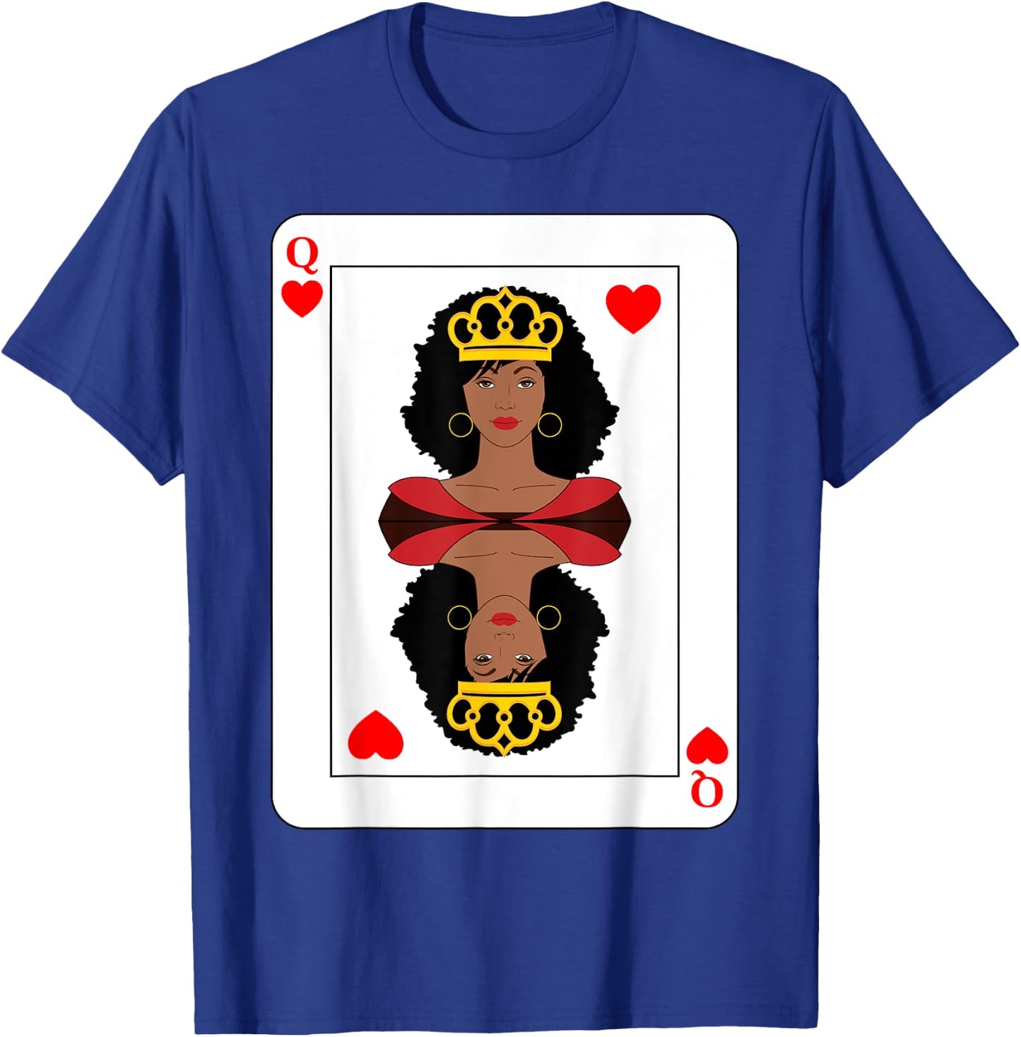 Black Queen of Hearts African American Woman on Playing Card T-Shirt - T-Shirt | Royal