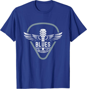 Blues Music Guitar Player Vintage Look Guitar T-Shirt - T-Shirt | Royal