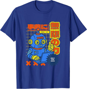 How to Use AI? Retro Robot Design Japan Tech Style T-Shirt - T-Shirt | Royal