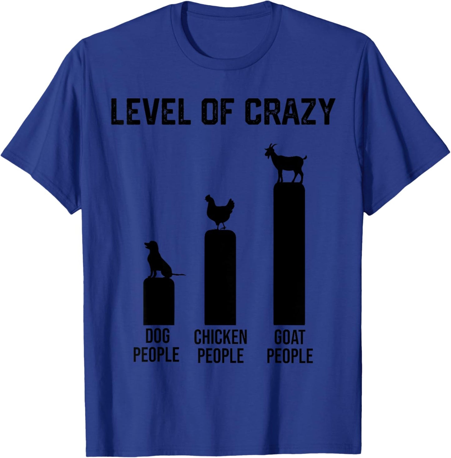 Funny Level of Crazy Goat and Chicken T-Shirt - T-Shirt | Royal