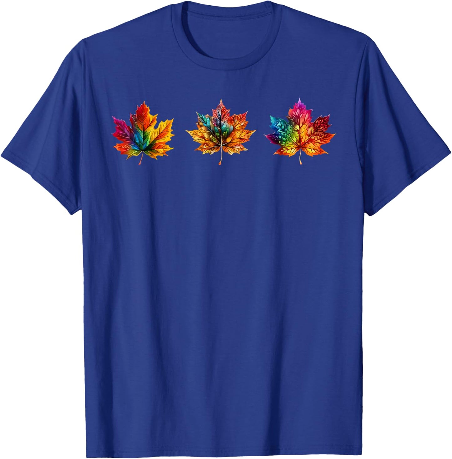 Tie Dye Maple Leaf Autumn Fall Leaves Season Men Women Kids T-Shirt - T-Shirt | Royal