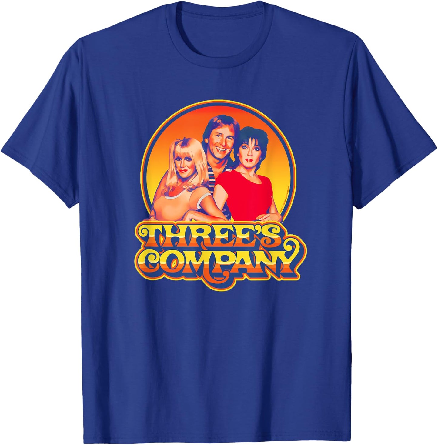 Three's Company 1980's Sunset Retro Jack Jan & Chrissy T-Shirt - T-Shirt | Royal