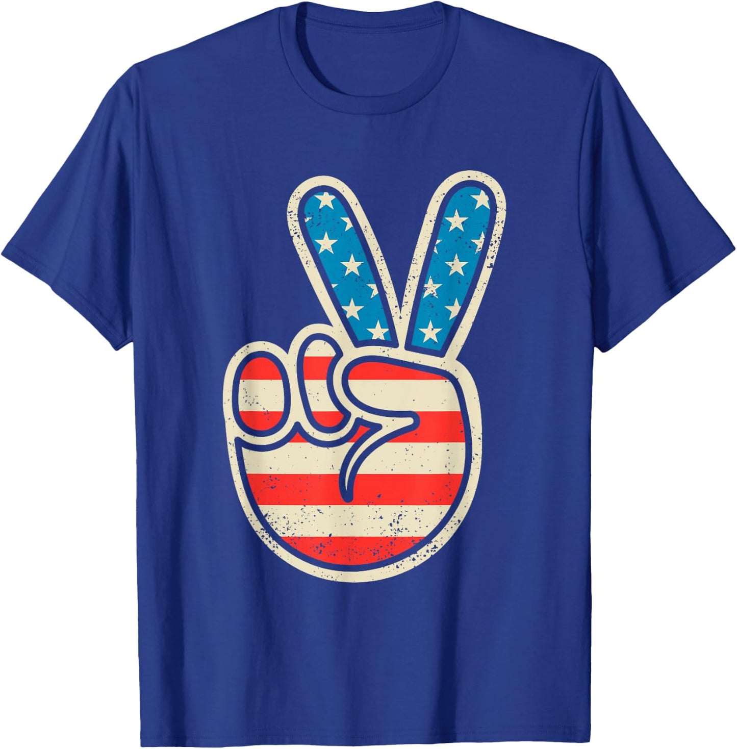 American Flag Peace Sign 4th Of July Patriotic Boys Toddler T-Shirt - T-Shirt | Royal