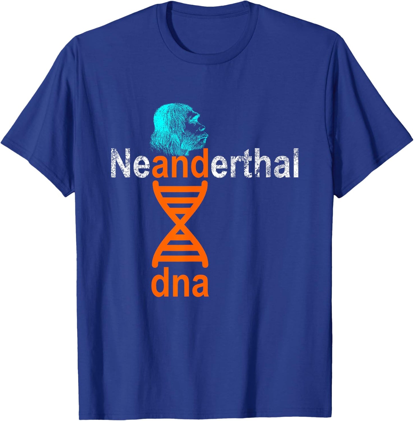 Neanderthal DNA Double Helix Design Co. Adult Retro Genetic Double Helix , Black, Small, Short Sleeve T-Shirt - T-Shirt | Royal