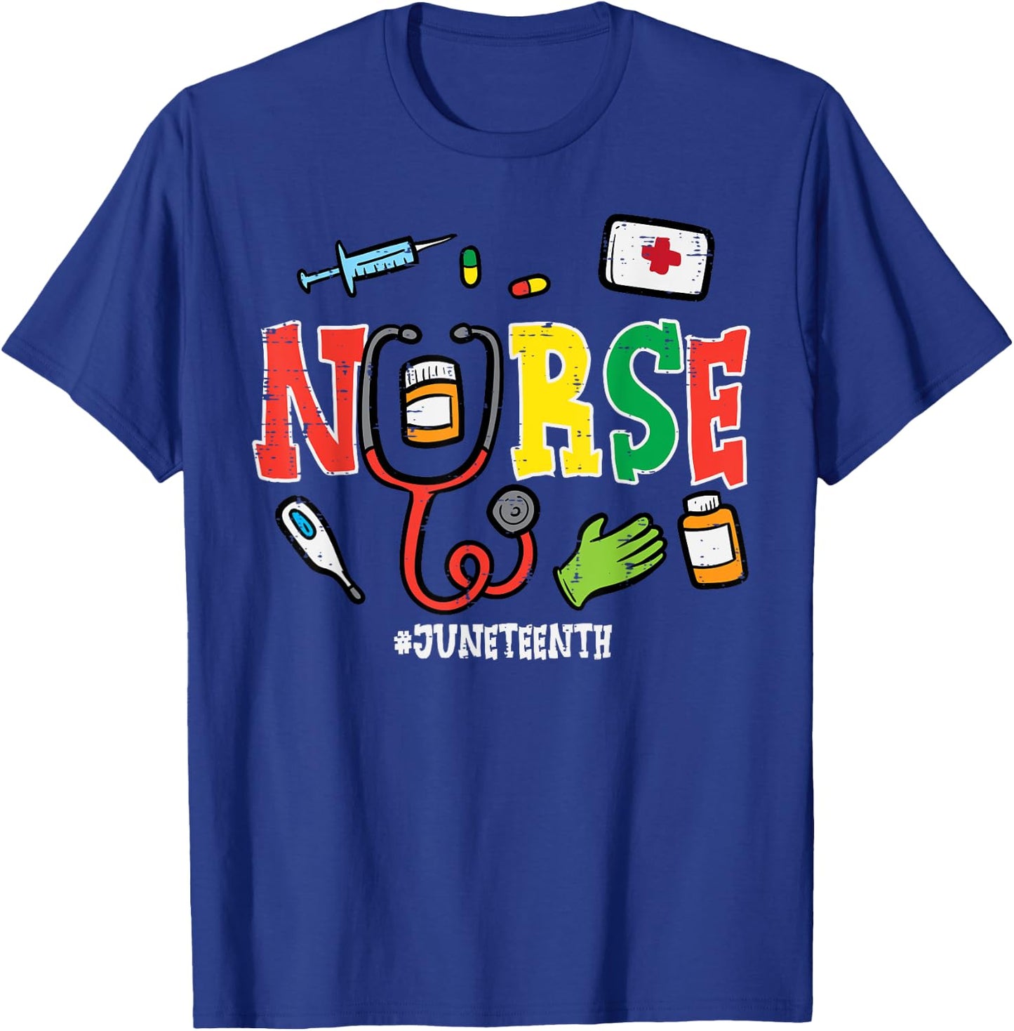 Juneteenth Nurse Black Freedom Day 1865 Scrub Top Women Men T-Shirt - T-Shirt | Royal