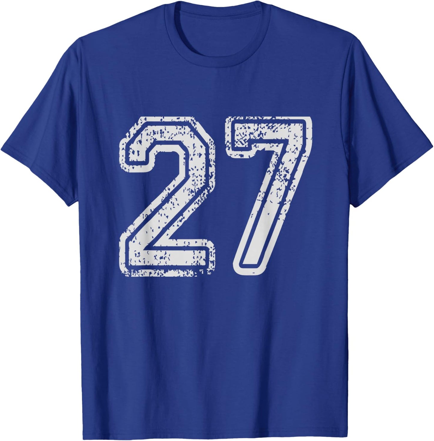 Team Jersey Uniforms Number 27 School Sports 27th Birthday T-Shirt - T-Shirt | Royal