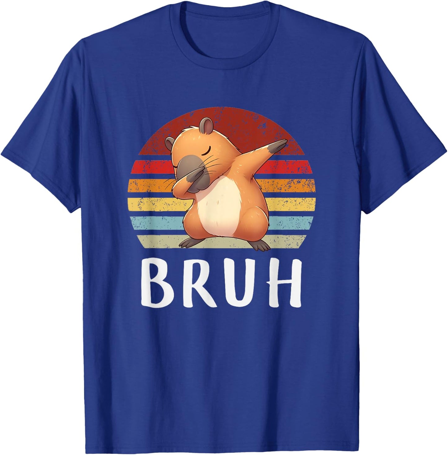 Vintage Dabbing Capy Bruh, Boy Girl Funny T-Shirt - T-Shirt | Royal