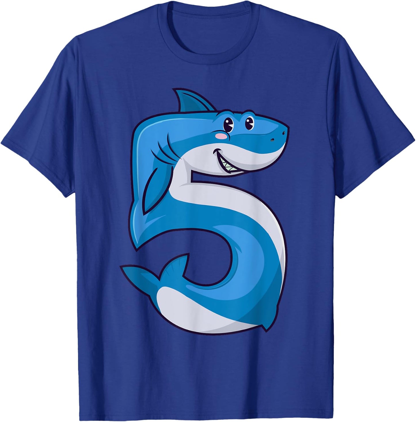Shark 5th Birthday 5 Years Old Kids Boys Toddler Fifth Party T-Shirt - T-Shirt | Royal