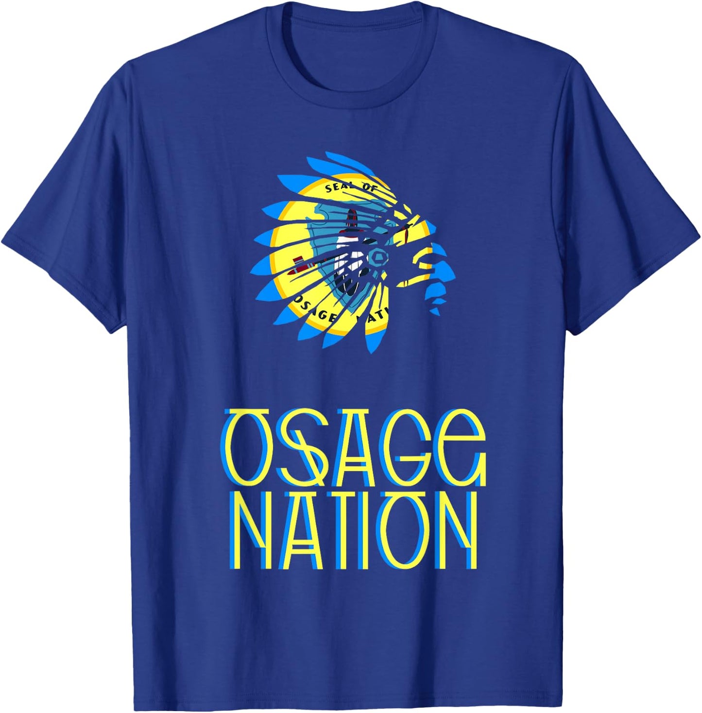 Osage Tribal Nation Flag | Native American | Headdress T-Shirt - T-Shirt | Royal
