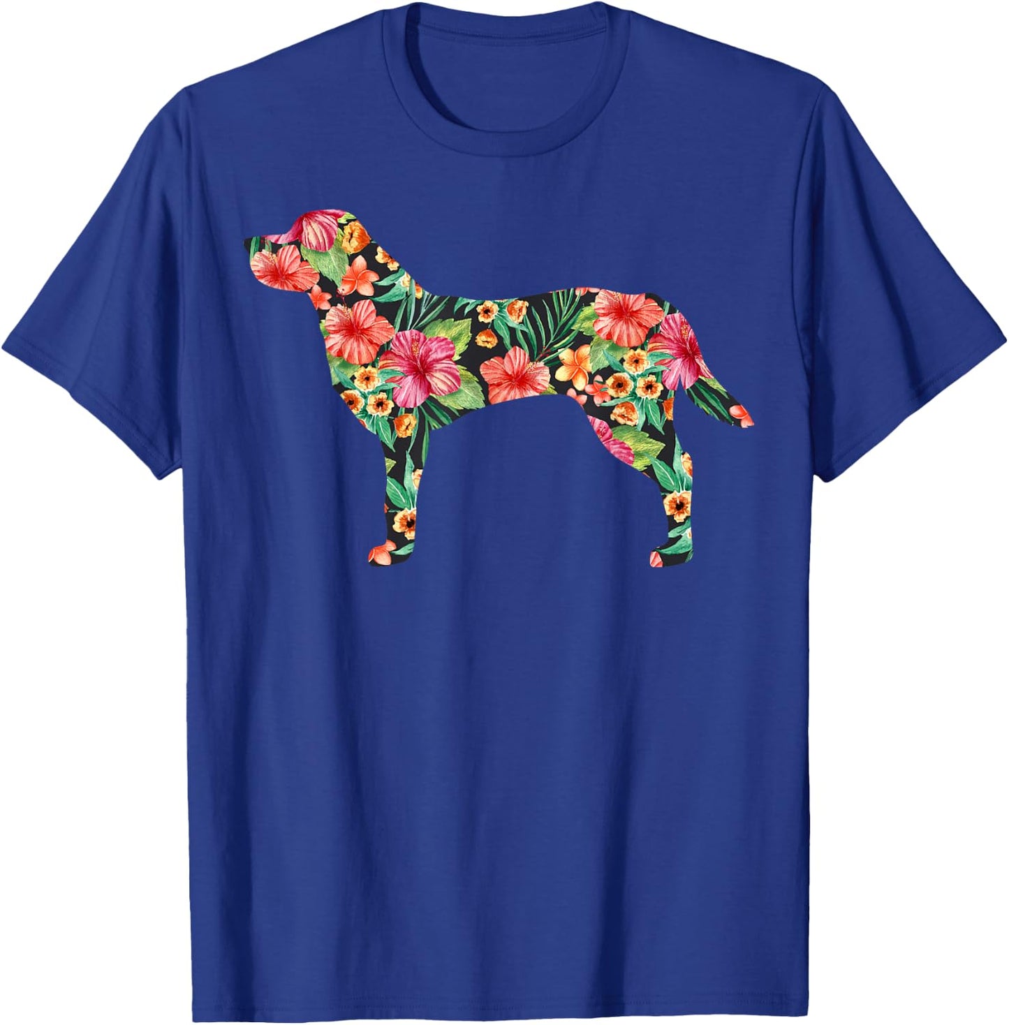 Labrador Flower Funny Dog Silhouette Floral Gifts Women Men T-Shirt - T-Shirt | Royal