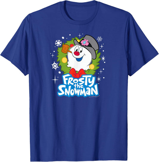 Frosty The Snowman - Christmas Wreath T-Shirt - T-Shirt | Royal