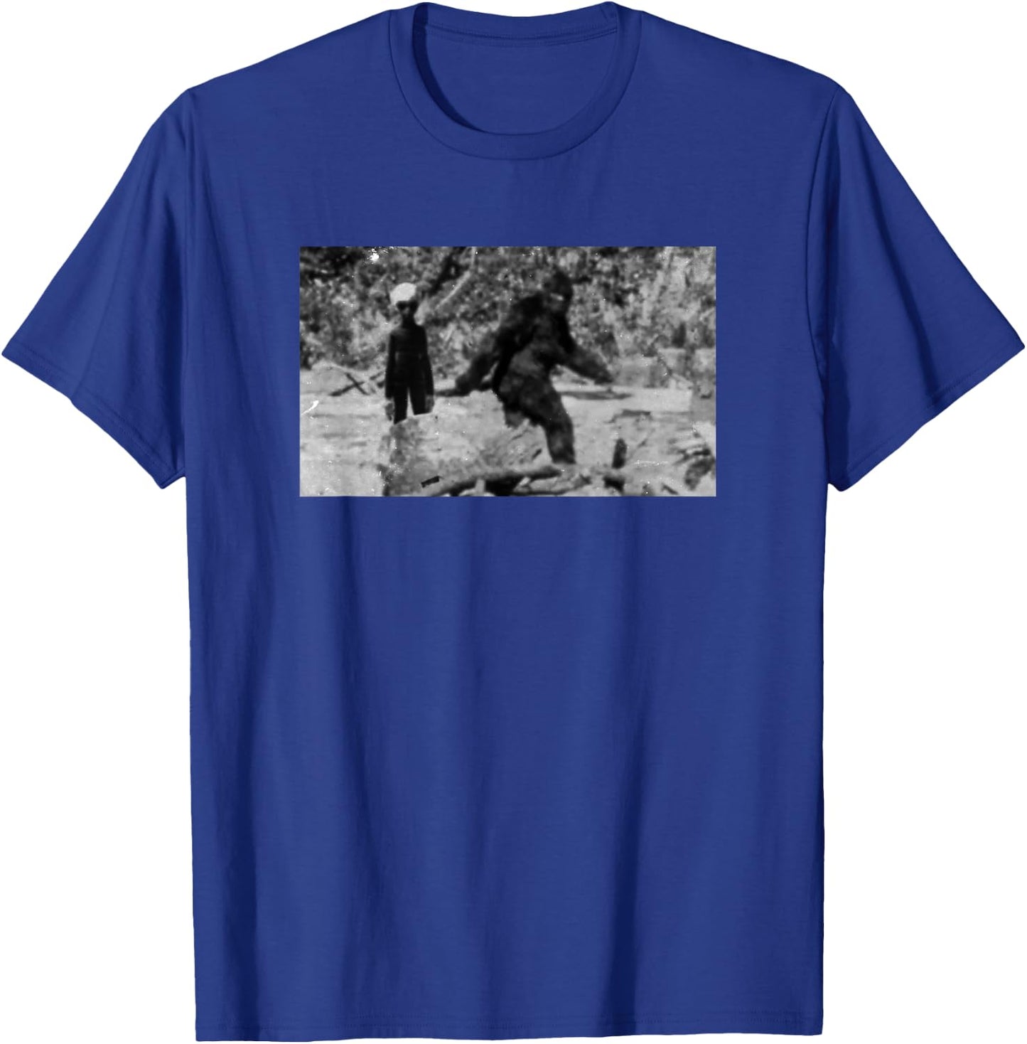 Sasquatch and The Space Alien | Bigfoot Extraterrestrial T-Shirt - T-Shirt | Royal