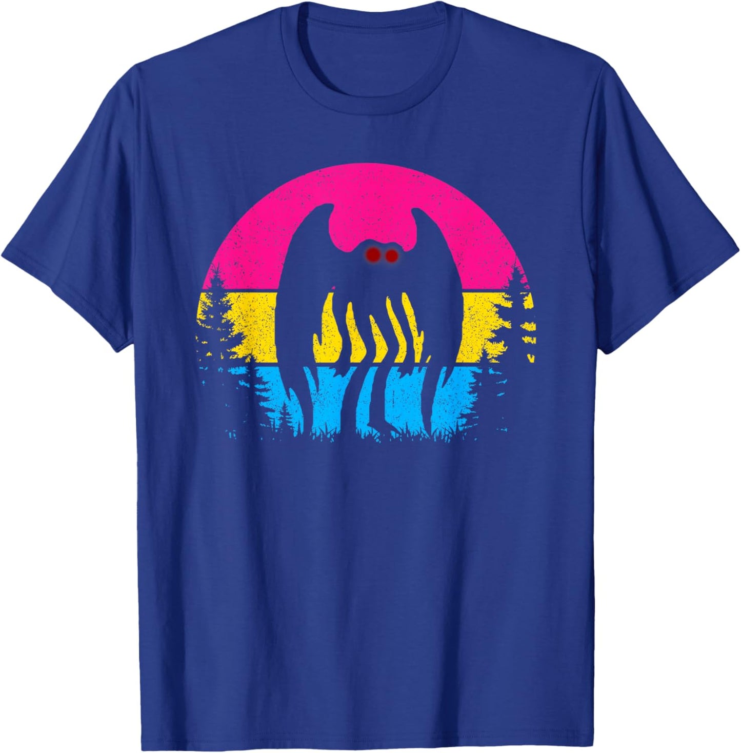 Retro Pan Mothman Pansexual Pride Point pleasant Cryptid T-Shirt - T-Shirt | Royal