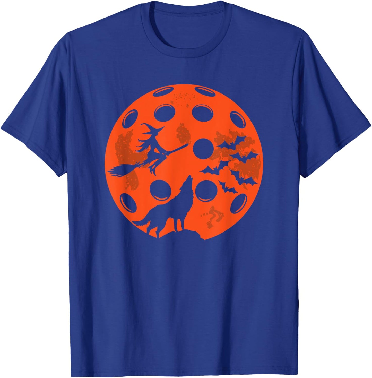 Halloween Pickleball Moon Spooky Graphic T-Shirt - T-Shirt | Royal