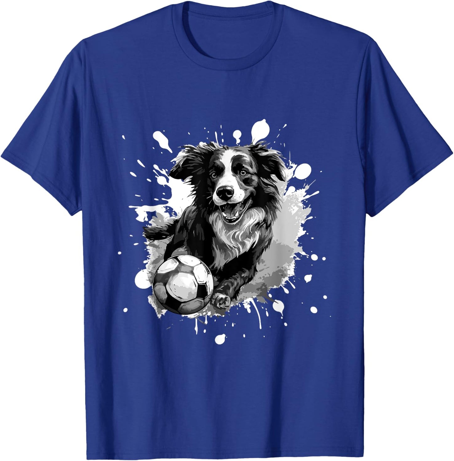 Border Collie Dog Playing Soccer | Sports Team T-Shirt - T-Shirt | Royal