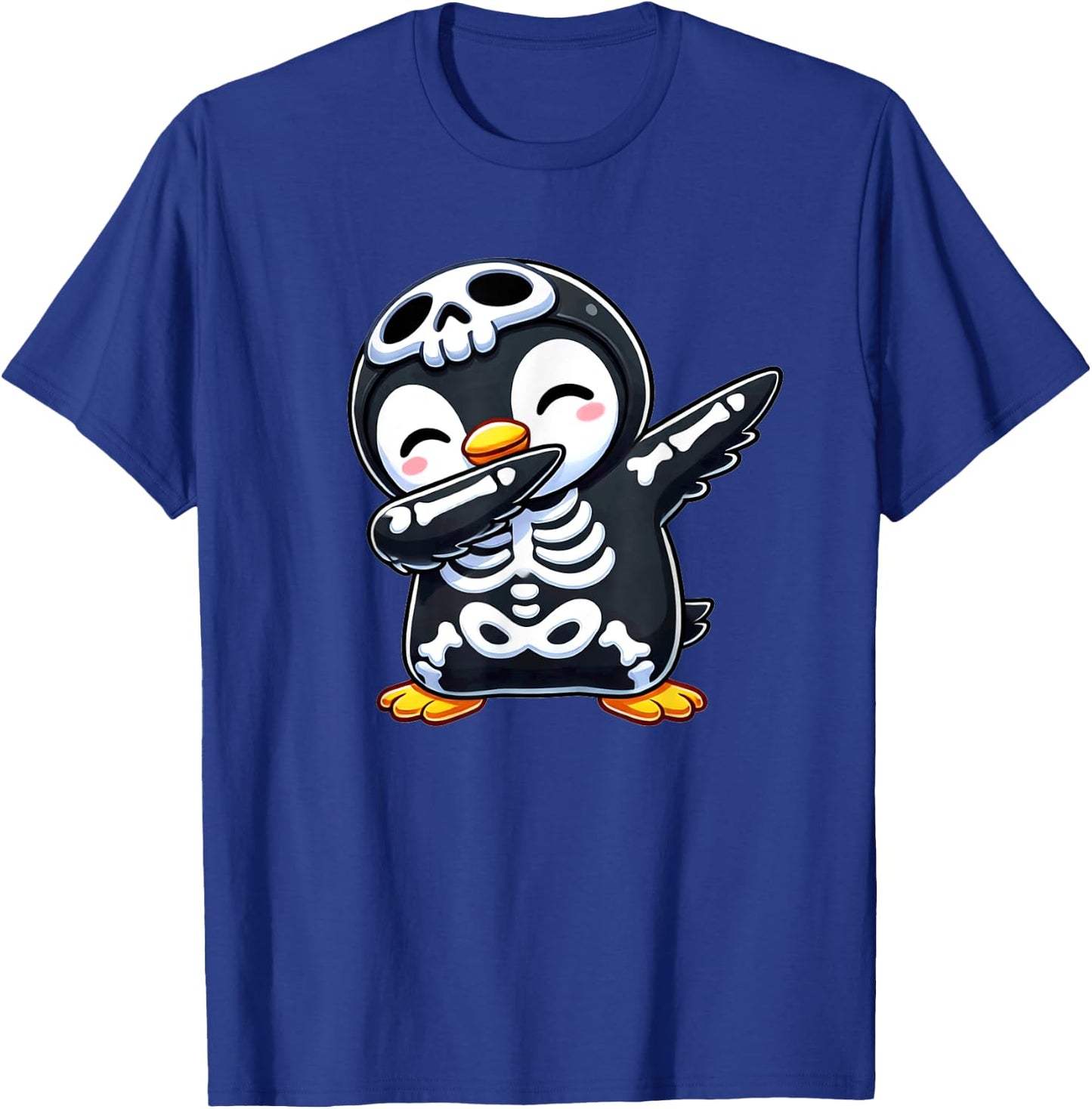 Penguin Halloween Skeleton Kids Women Men Penguin T-Shirt - T-Shirt | Royal