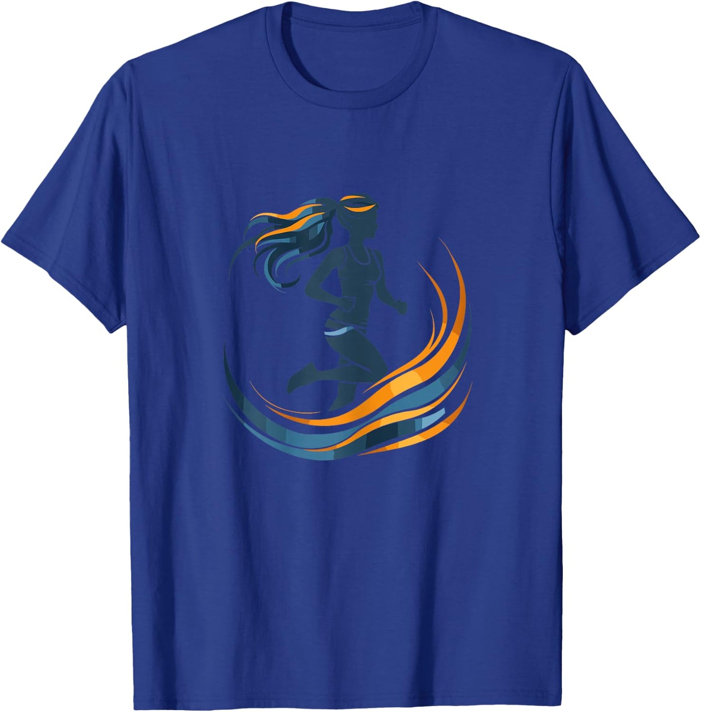Female Runner Graphic Exercising for Girls T-Shirt - T-Shirt | Royal