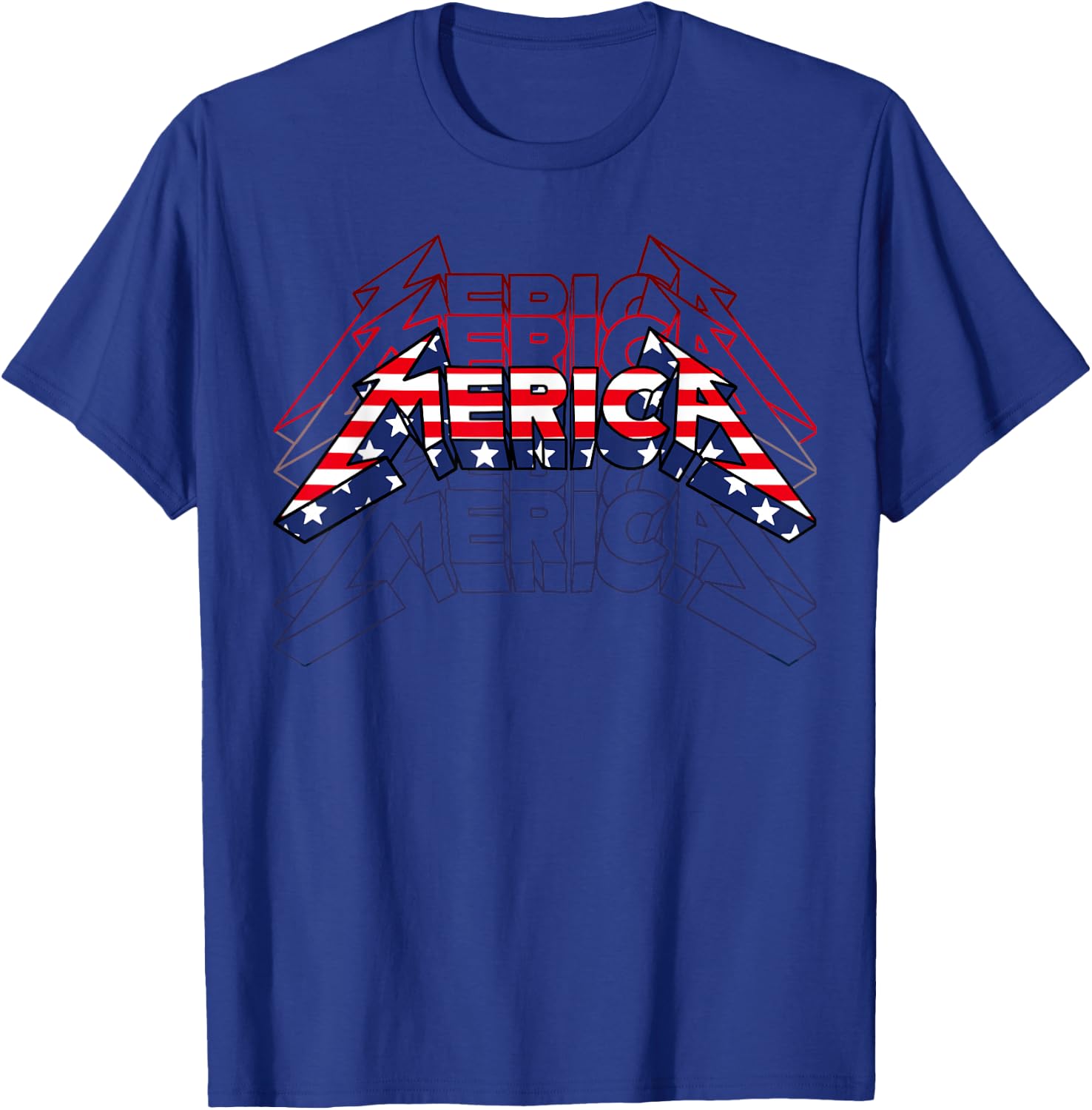 Merica Rock Sign 4th of July Vintage American Flag Funny USA T-Shirt - T-Shirt | Royal