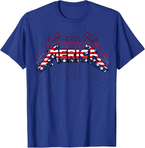Merica Rock Sign 4th of July Vintage American Flag Funny USA T-Shirt - T-Shirt | Royal
