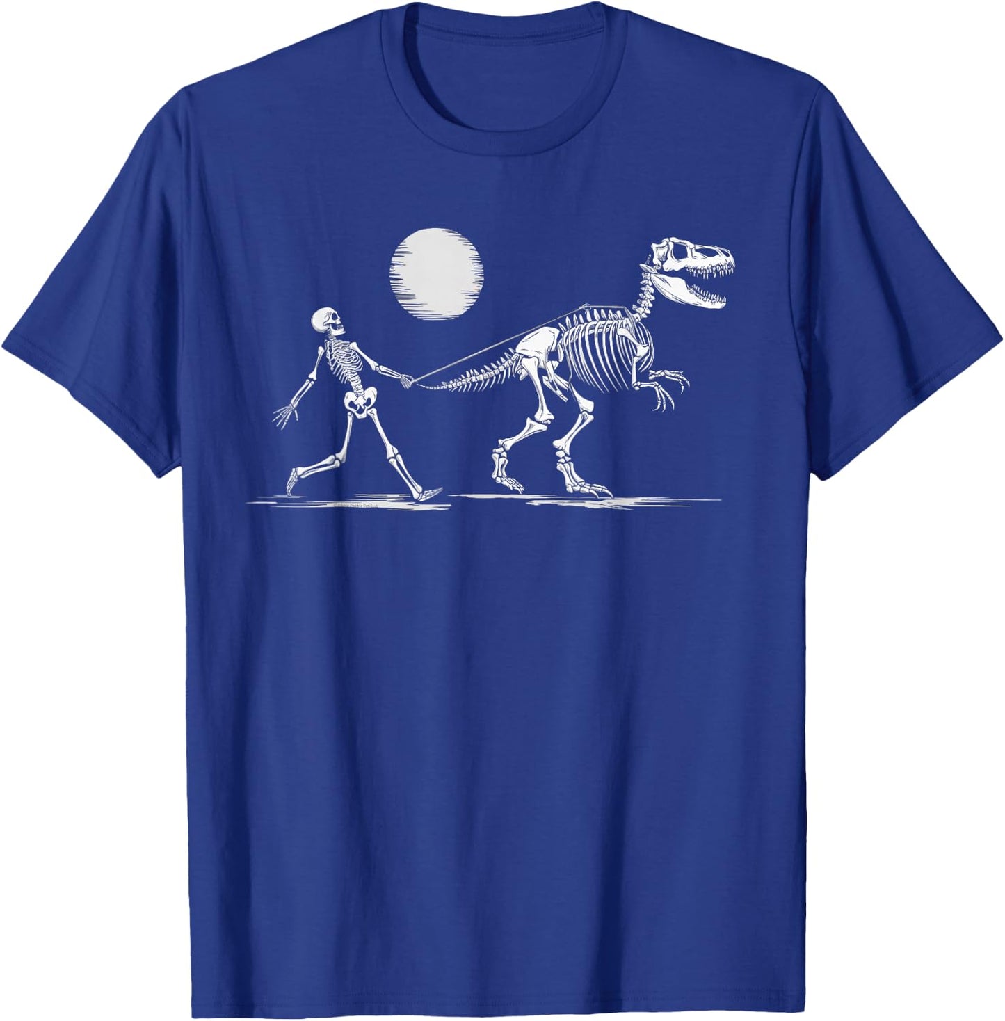 Funny Skeleton T-Rex Boys Girls Skeleton Walking a Dinosaur T-Shirt - T-Shirt | Royal