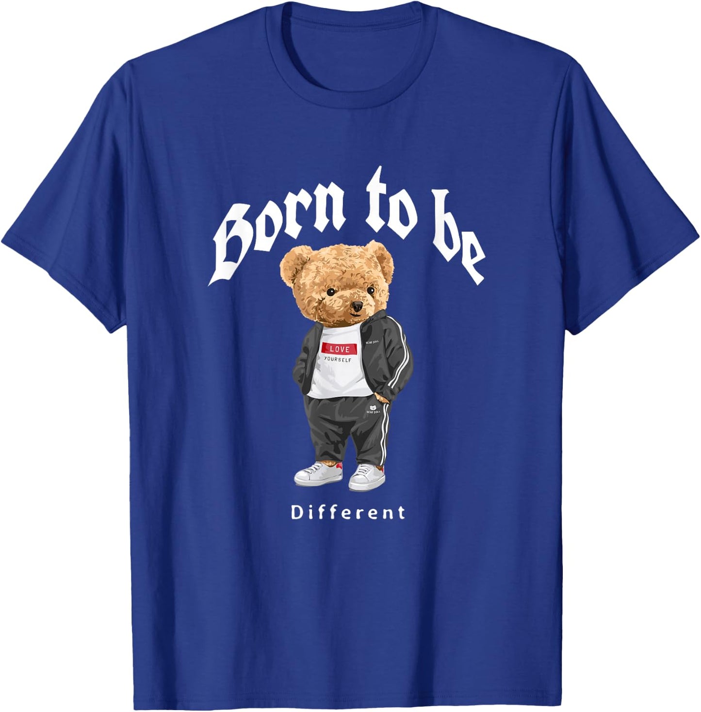 Born To Be Different, Cool Teddy Bear Quotes Graphic Designs T-Shirt - T-Shirt | Royal