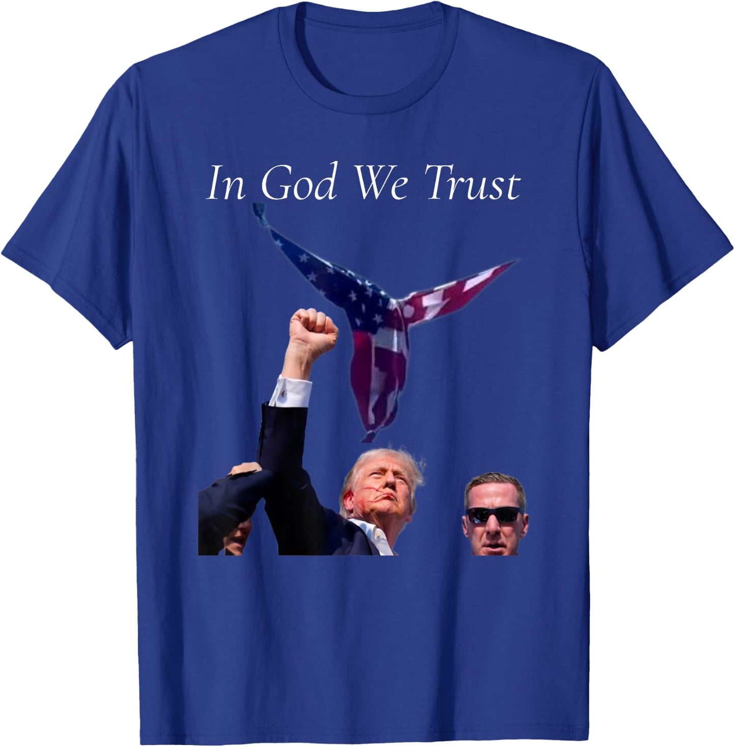 Trump Angel Flag "In God We Trust" T-Shirt - T-Shirt | Royal